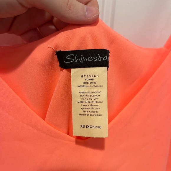 Y2K Shinestar Bright Coral Cami Tank Top Spring Neon Dinner Club Goingout 90s - Picture 5 of 9